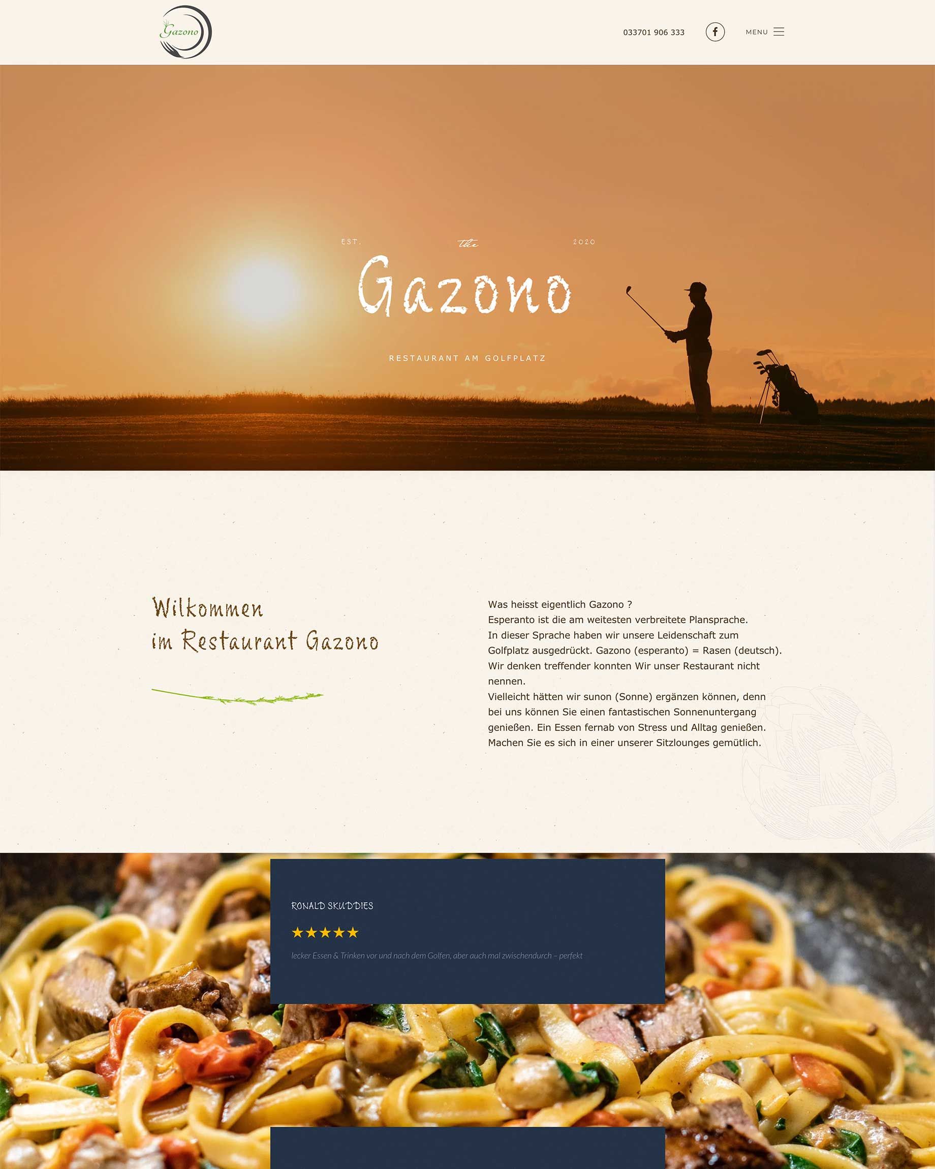 webdesign für restaurant gazono