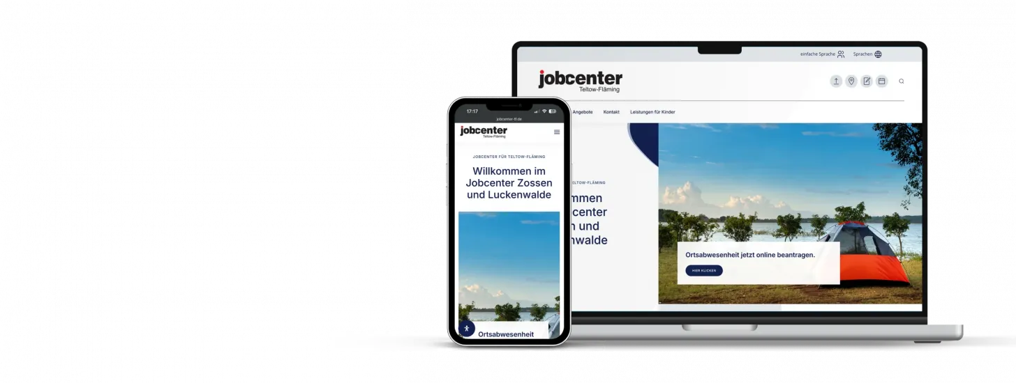 Jobcenter-Website auf Laptop und Handy